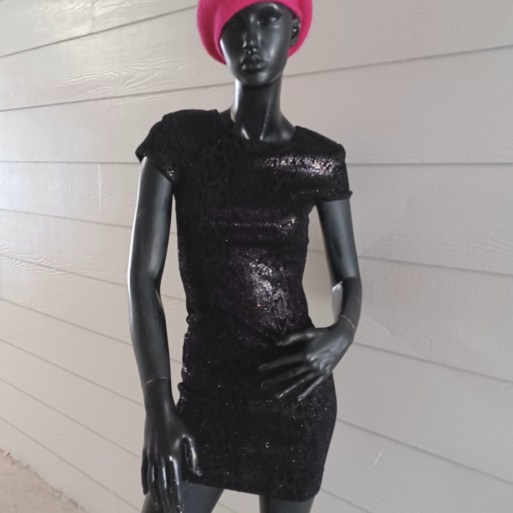 Alice + Olivia Faux Snakeskin Sequin Dress